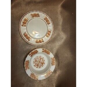 Chinese Orange Fitzhugh Porcelain Bread Plate And Small Bowl Marked Orange 6874